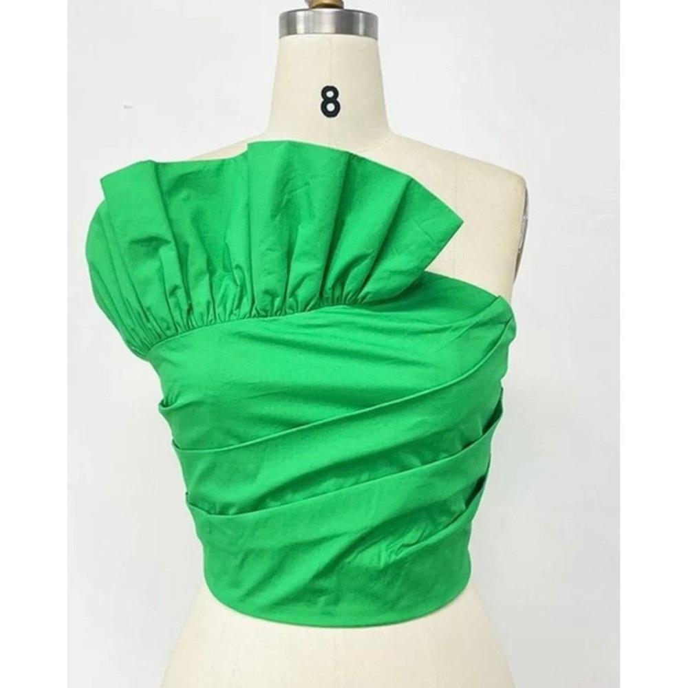 Green Ruffle Crop Top